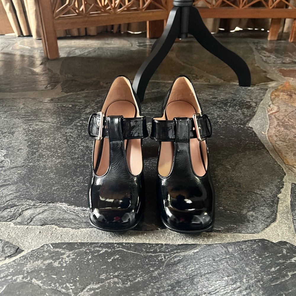 Miu Miu Black Patent Leather Mary Jane Heels